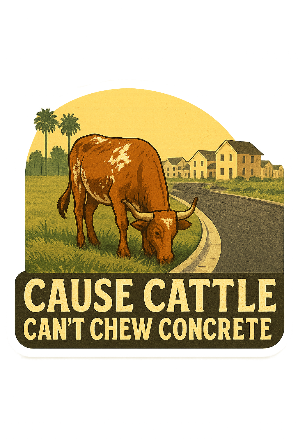 'Cause Cattle Can't Chew Concrete Stickers Old Fashoned