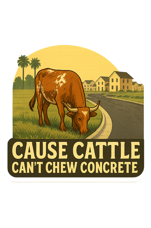 'Cause Cattle Can't Chew Concrete Stickers Old Fashoned